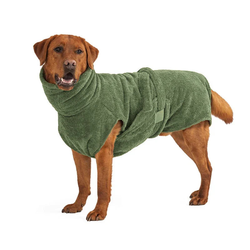 Hundebademantel aus Bio-Baumwolle "Olive"